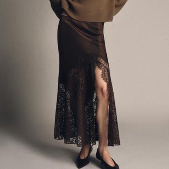 ZARA SATIN EFFECT LACE SKIRT ZW COLLECTION - Picture 1 of 10